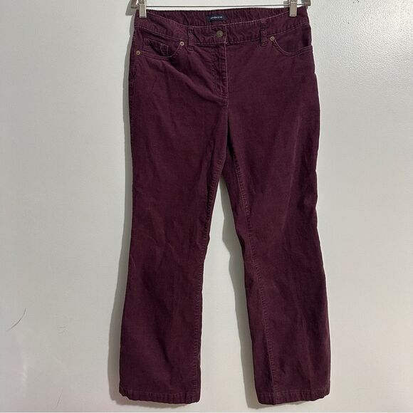 Lands End Bootcut Corduroy Pants Burgundy Mid Rise 5-Pocket Fit 2 Size 10 - Picture 1 of 9
